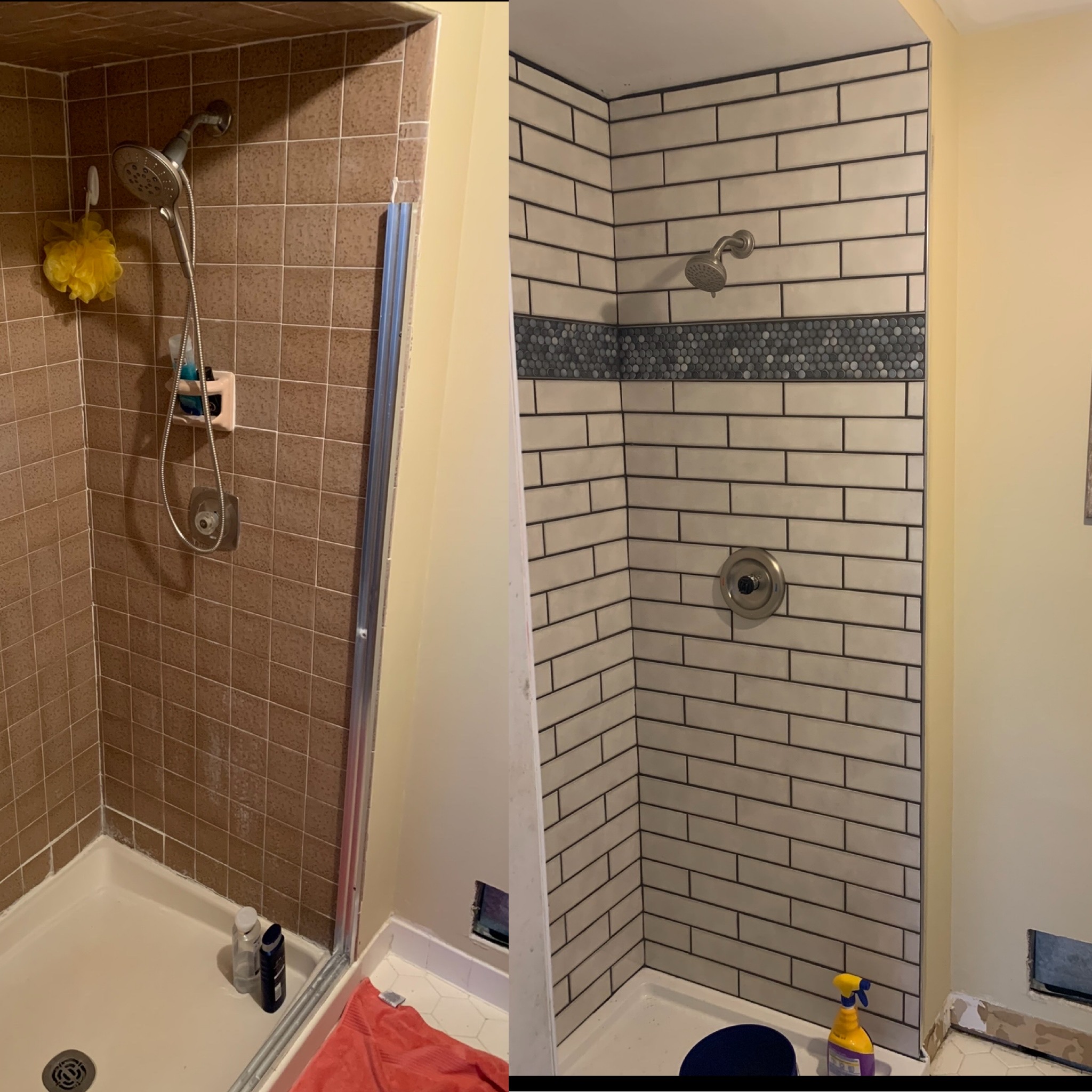Bathroom shower before and after